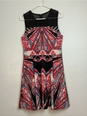 Brixon Ivy Mesh Scuba Knee Length Dress Size M Coral